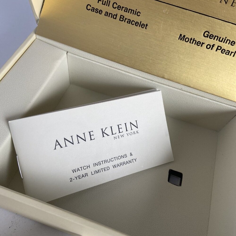 Anne Klein Ladies 12/7740WTST White Ceramic Watch w/ 2- Gold Tone SS Bracelets - Picture 8 of 11